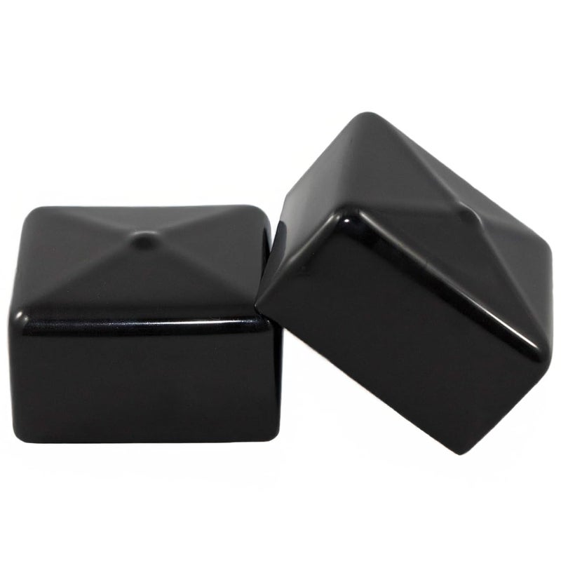 Prescott Plastics 2" (50.8mm) Outer Perimeter Flexible Plastic Hole Plugs, Square Black Metal Tubing End Caps, Strong Furniture Leg Inserts, Impact & Weather Resistant, Made in The USA - 50 Pack - Image 1